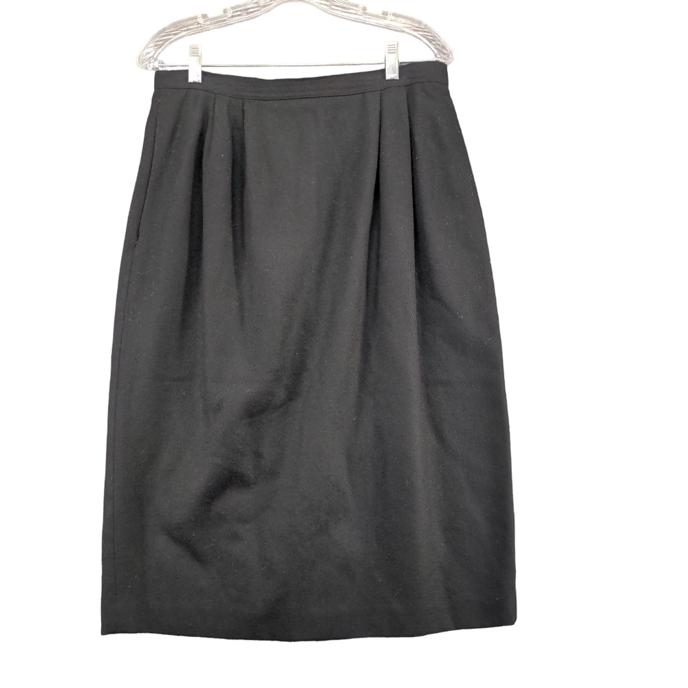 Bretton Place Women's Straight & Pencil Skirt Black Size 14 Pleated Pure Wool